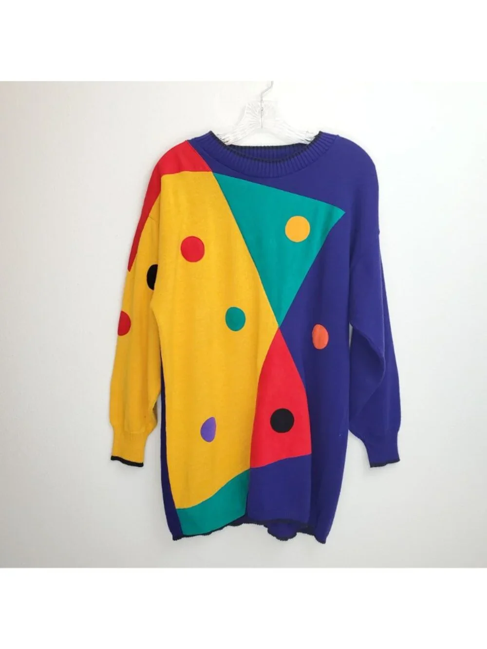 Arion vintage color block patchwork tunic-length sweater